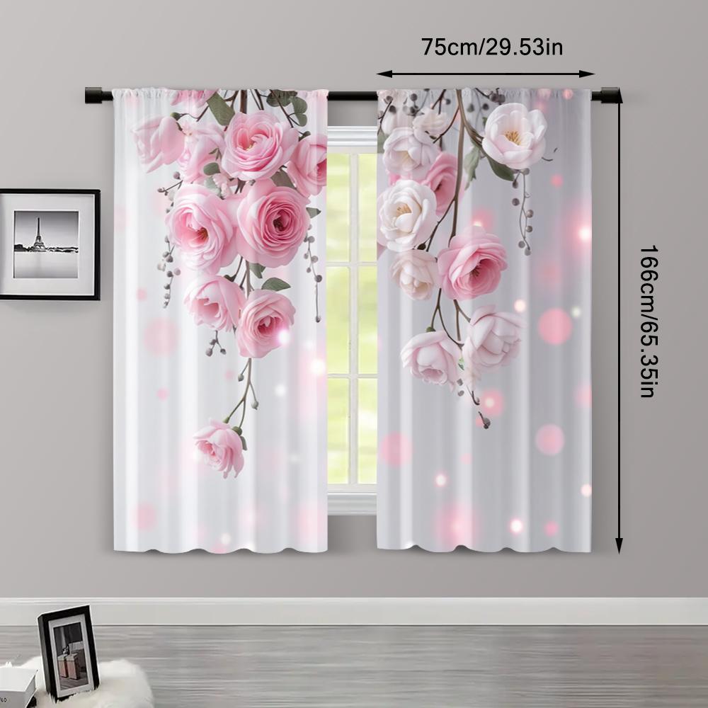 2pcs, Curtains&Drapes Floral Durable Polyester (without Rod) Decorations Outdoor Perfect for Living Room, Bedroom, Home Decor