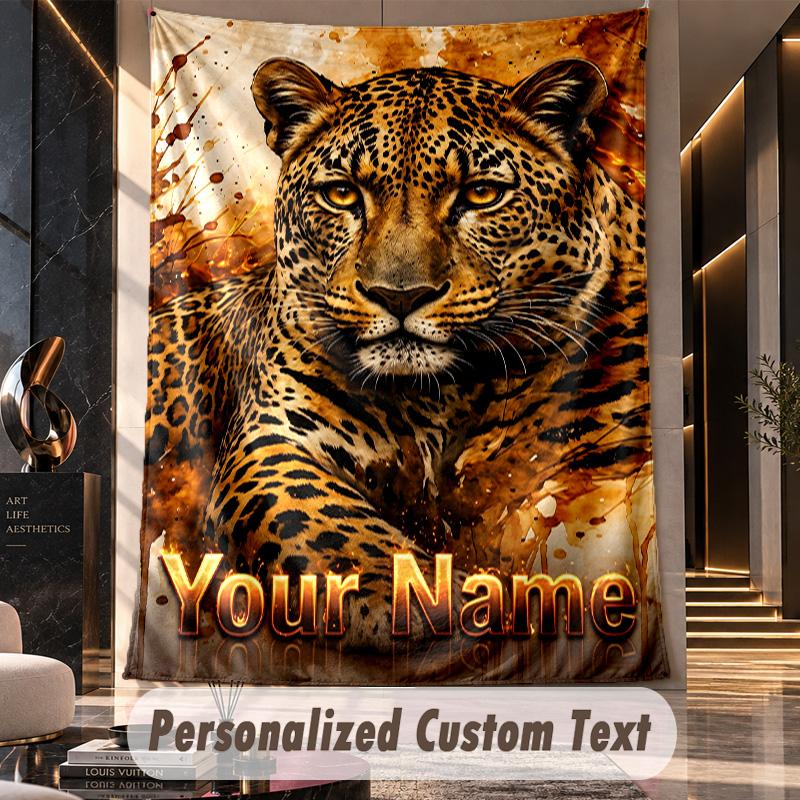 Lion Tiger (5) Theme Custom Tapestry Personalized Custom Name Text Wall Hanging Tapestry Home Decor Background Cloth