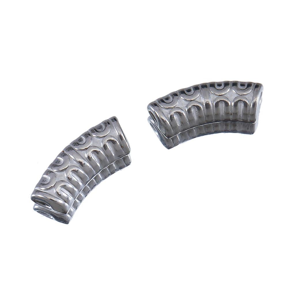 5pcs Stainless Steel Embossed Curved Tube Spacer Beads Necklace Charm Pendant Loose Beads Connectors DIY Jewelry Making Findings
