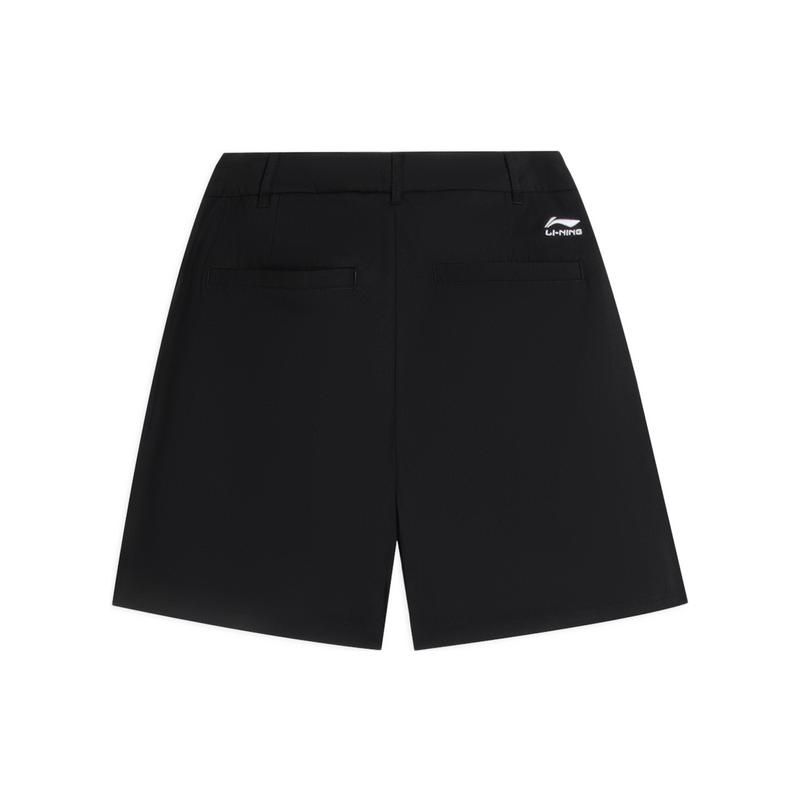 Lining Solid Color Logo Loose Straight Leg Shorts Women Shorts Black AKSSA82-1