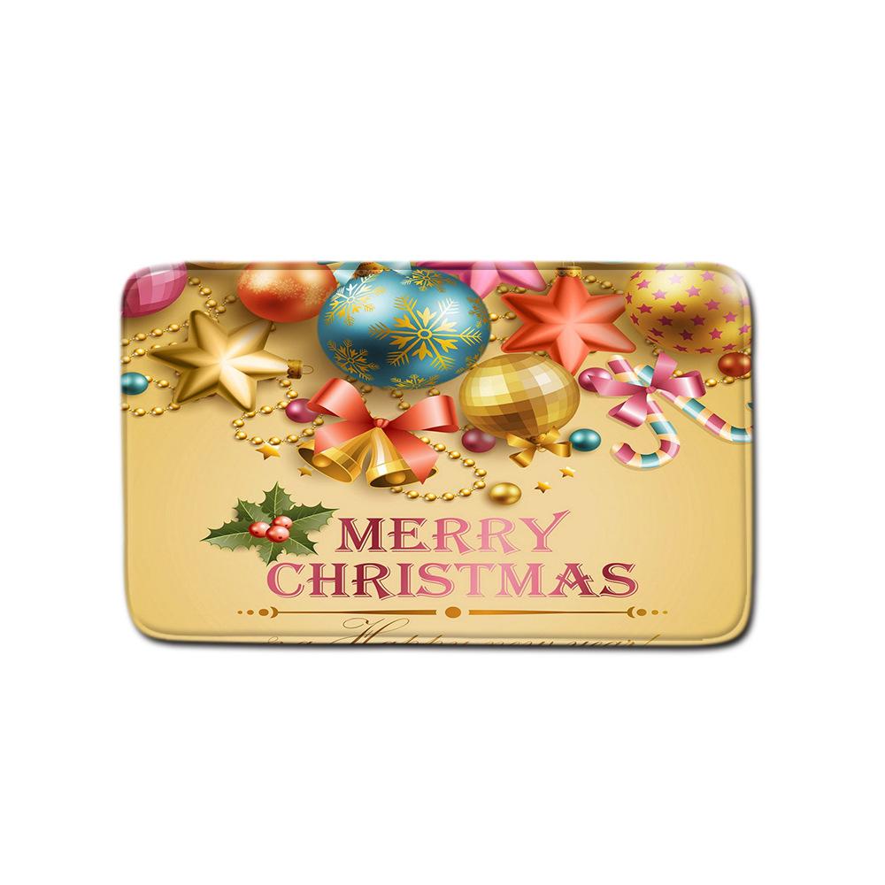 Christmas Waterproof Shower Curtain Four-Piece Combination Floor Mat Entrance Door Mat Bedroom Living Room Carpet