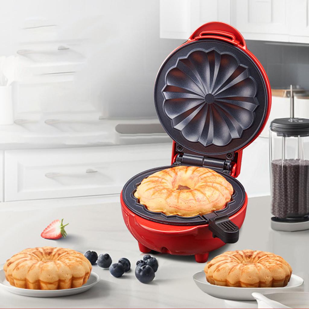 Cake Maker Machine Double Sided Heating Non Stick Coating Waffle Maker with Indicator Light for Breakfast Snacks Desserts