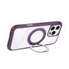 For iPhone 16 Pro Max Magnetic Case Stress Relief Kickstand TPU+PC Transparent Protective Phone Cover