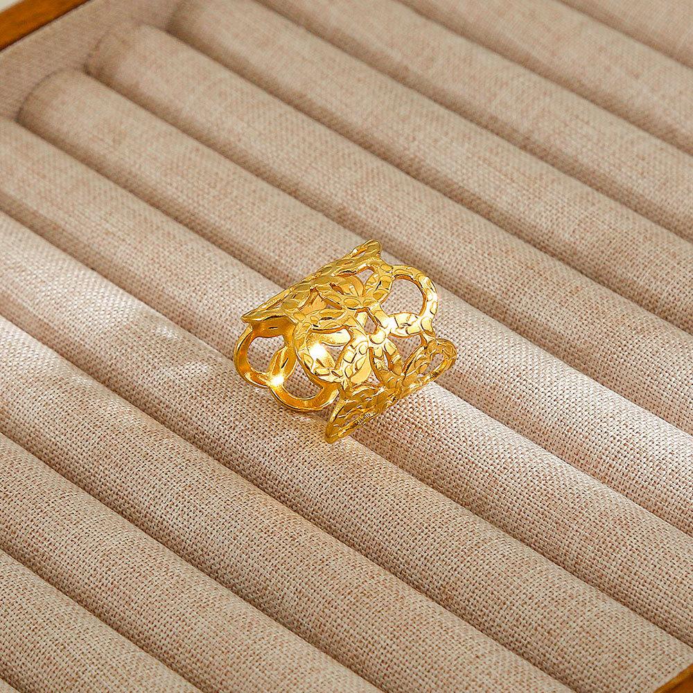 1Pcs Stainless Steel Ring Set with Zirconia, Metal Style Finger Ring, Index Finger Ring