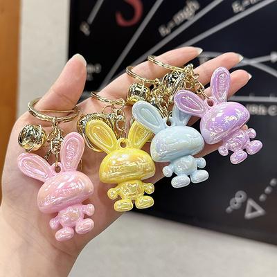Cute Cartoon Acrylic Rabbit Keychain Love Couple Backpack Pendant Creative Gift Accessory