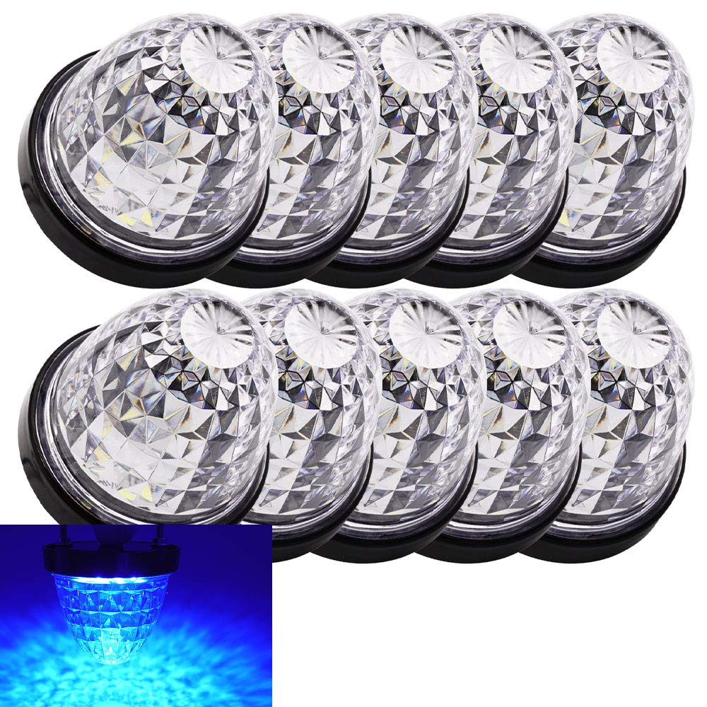 Pikakyu 24V Truck Compatible LED Side Marker IP67 Dustproof and 16 Set of 10 Lights, Blue, Waterproof, High-Intensity SMDs,