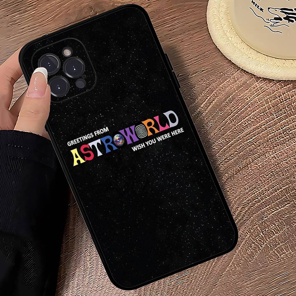 

T-Travis S-ScottS Astroworld Silicone Phone Case For IPhone 11 12 13 14 15 16 17 Pro Max Black Cover iPhone 12 pro