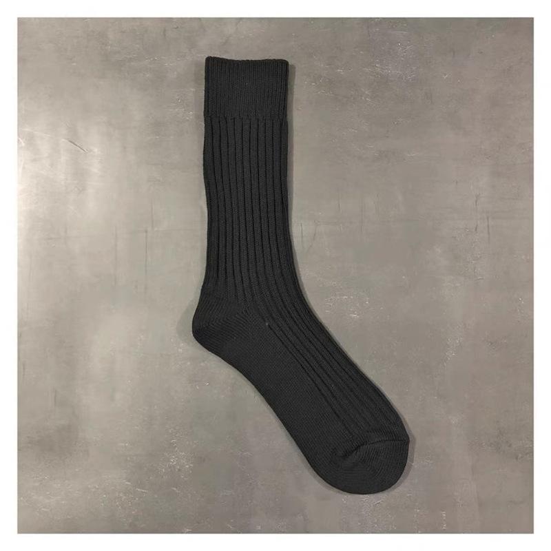 Trendige Marke Herren Unifarbene Doppelnadel-Dickgarnsocken Yu Wenle Gleicher Stil Leuchtendes Grün Baumwollsocken Sportsocken