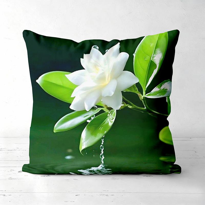 

Green Jasmine Flower Pattern Decorative Throw Pillows Polyester pillowcase, sofa decorative cushion cov Headboard Pillow 45x45cm