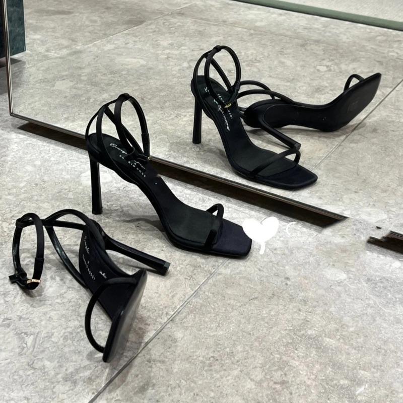 Sexy Square Toe High Heel Women's Sandals Summer 2025 Fashion Elegant High Heel Stilettos Open Toe Banquet Black Women Sandals
