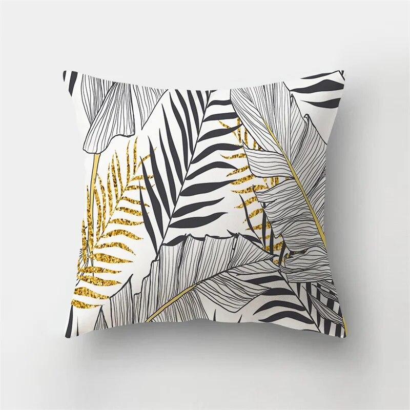 45x45cm Geometric Square Pillowcase Tropical Plant Leaves Short Plush Cushion Cover Sofa Office Seat   Home Decor
