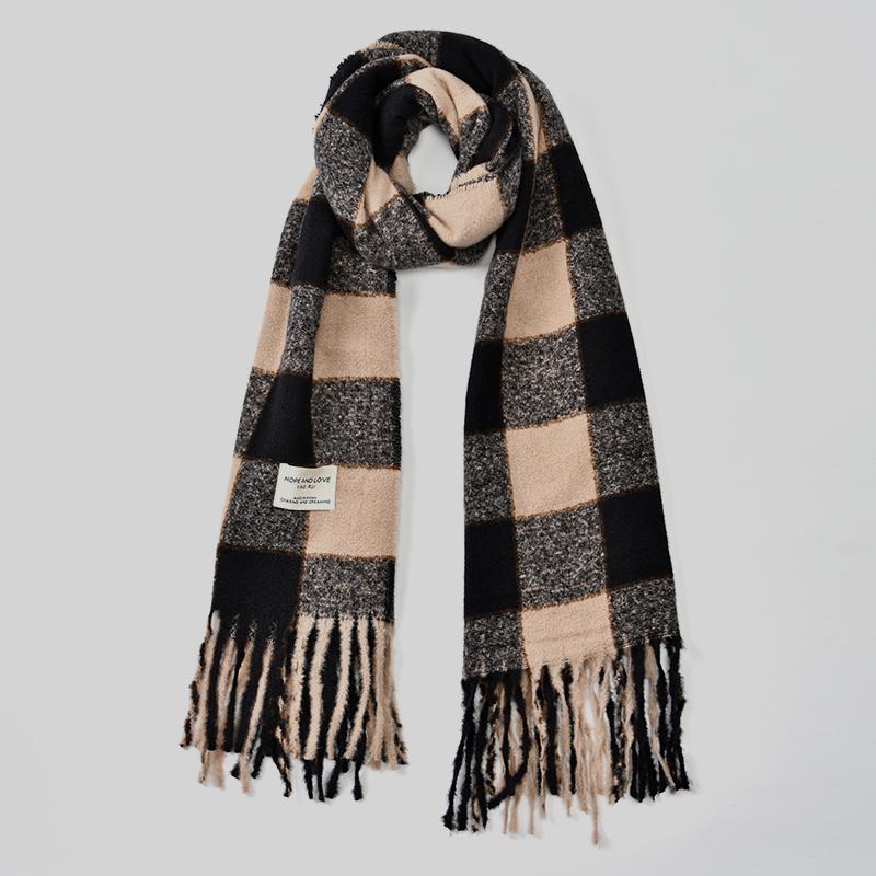 Colorful Plaid Print Pashmina Shawl Tassel Scarf For Woman Winter Warm Scarves Fashion Thicken Cashmere Muffler Warm Neckerchief