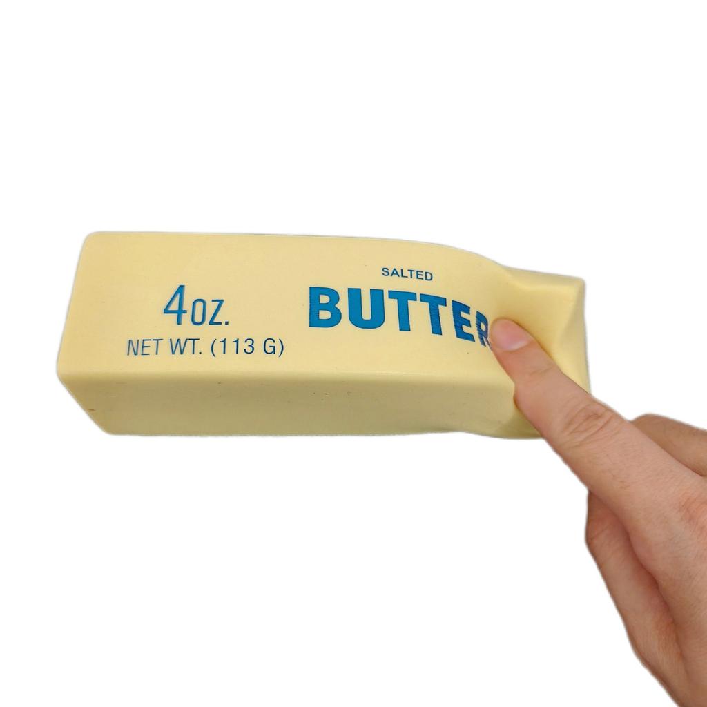 Novelty Butter Yellow Soft Bounce Butter Figurine Squeeze Toy Novelty Gag Table Toy Decompressing Pinch Stress Toy