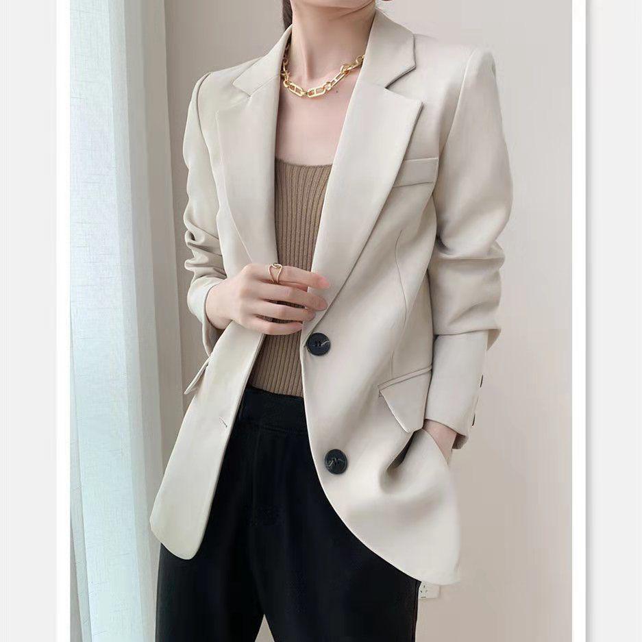 

2025 High-End Casual Fashion Suit Collar Niche Top Coat L чорний