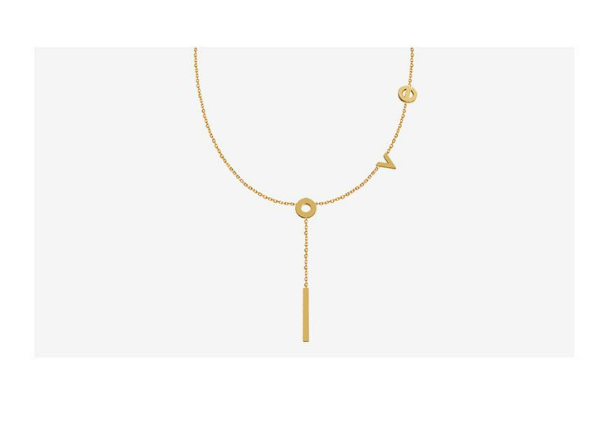 Korean 18K Gold Plated Titanium Love Pendant Necklace for Women - P025