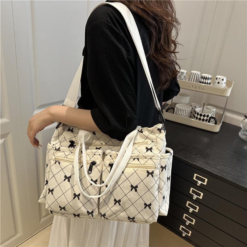 Minimalist Womens Tote Bag With Corduroy Material For Daily Commuting And Fashion Style