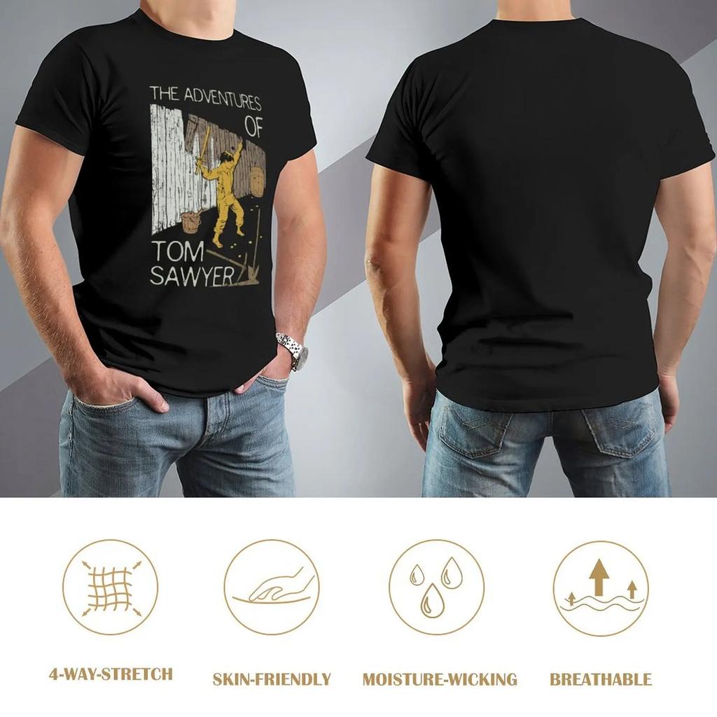 Books Collection: Tom Sawyer T-Shirt Anime Clothes Rapper Graphic Tees Black T-Shirts For Men