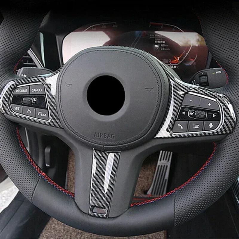 For BMW 3 5 Series G20 G30 X3 X4 G01 G02 2018-24 ABS Carbon Fiber Car Steering Wheel Button Cover Trim Stickers Car Accessories