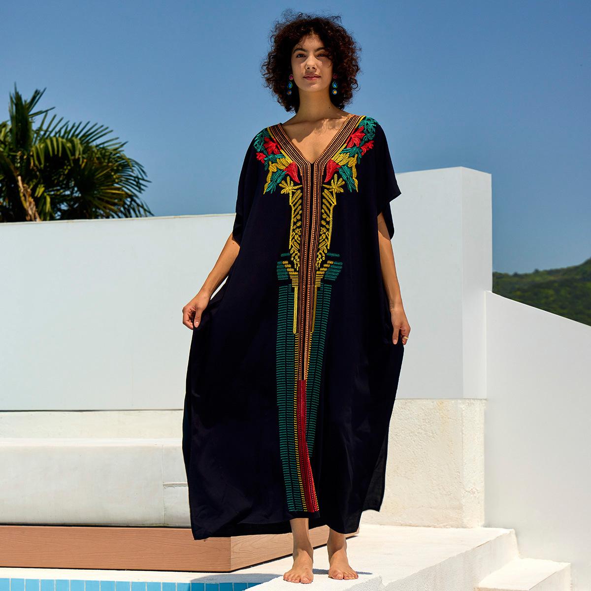 

Женская мода лето весна цветочный узор принт рукава 1/2 V-образный вырез свободная талия повседневные платья Size: One Size