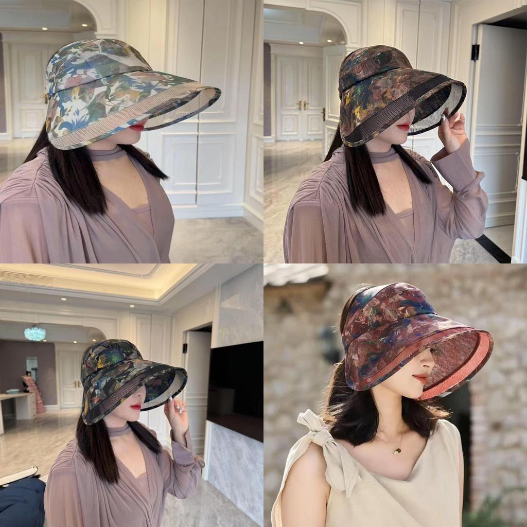 Sun Protection Hat With Large Brim For Women Summer Foldable Uv Sunshade Casual Style