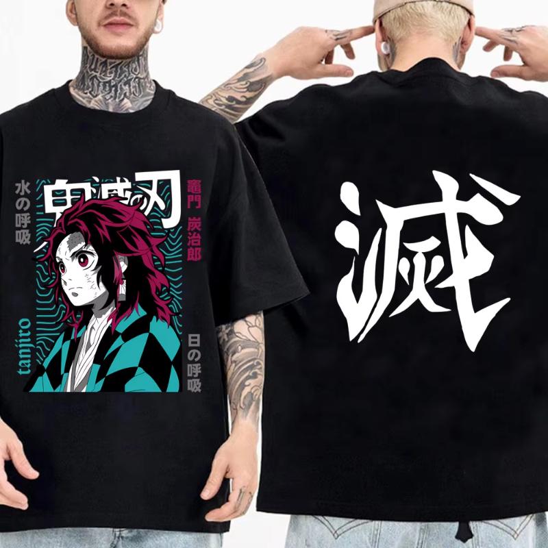 Japanese Anime Shirt Demon Slayer Infinity Castle T Shirt Men Cartoon Kimetsu No Yaiba High Quality Cotton Streetwear Clothes