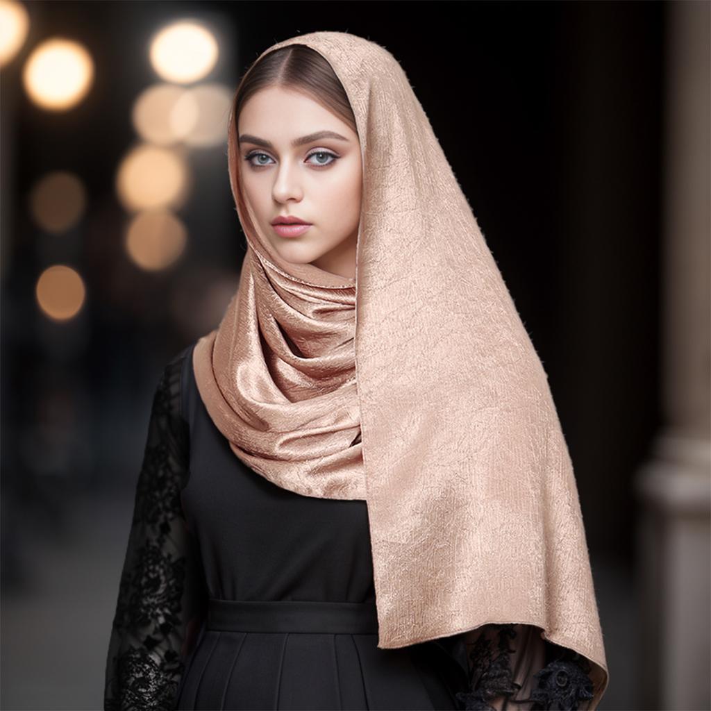 New Arrival Crinkle Satin Silk Muslim Hijabs Scarf For Women Long Shawls Solid Big Size Headscarf Wraps Islamic Headband Turban