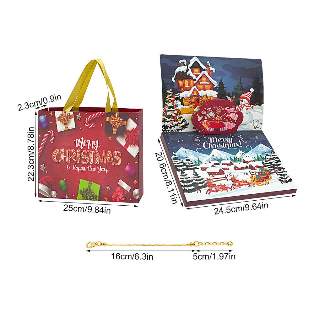 

Браслет Адвент-календар 24 дні Зворотний відлік до Різдва Набір ювелірних виробів Браслет-підвіска Набір для виготовлення ювелірних виробів Для свята Різдво золотий