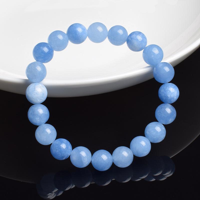 Popular Blue Jade Natural Stone Elastic Beaded Bracelet for Men and Women