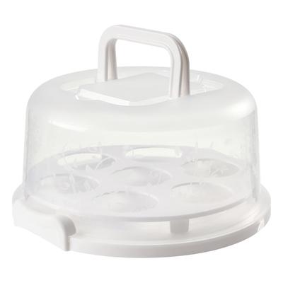 Portable Cheesecake Container 7 Slot PP Round Cake Carrier Keeper with Transparent Lid
