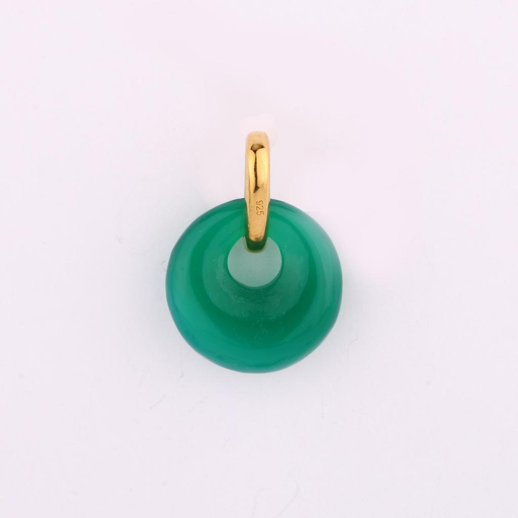 Natural Green Onyx Donut Pendant 925 Sterling Silver Gold Plated Minimal Fine Jewelry Gift for Her