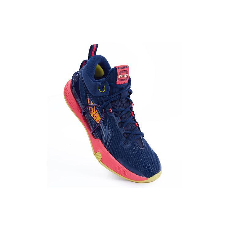 Li Ning Flash 8 Premium Shock Absorption Anti-Slip Mid-Top Basketball Shoes Men Basketball Shoes Deep-Blue ABAR071-7