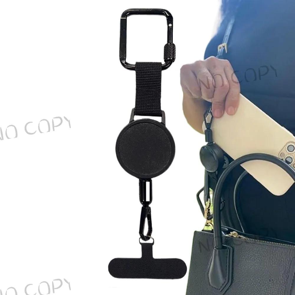 Retractable Phone Lanyard with Anti-Theft Clip Durable Nylon Strap and Metal Carabiner for Secure Mobile Device Attachment and Easy Access