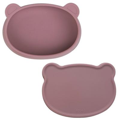 Blue Mama Modooi Infant Bear Plate + Lid Set, Pink, 1 Set, Popular Korean Parenting Items