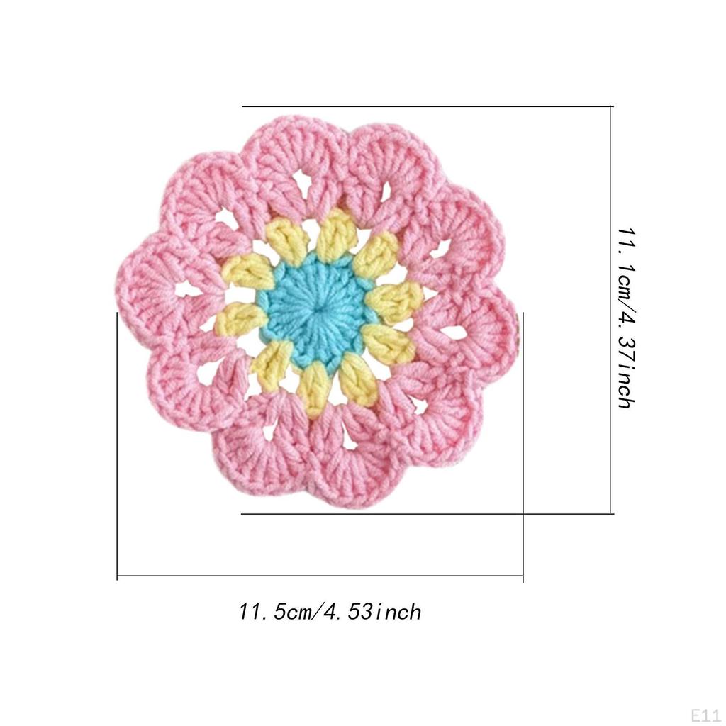 Crochet Coaster Coffee and Tea Flower Shape Round Woven Funny Gift Non Slip Decoration Cup
