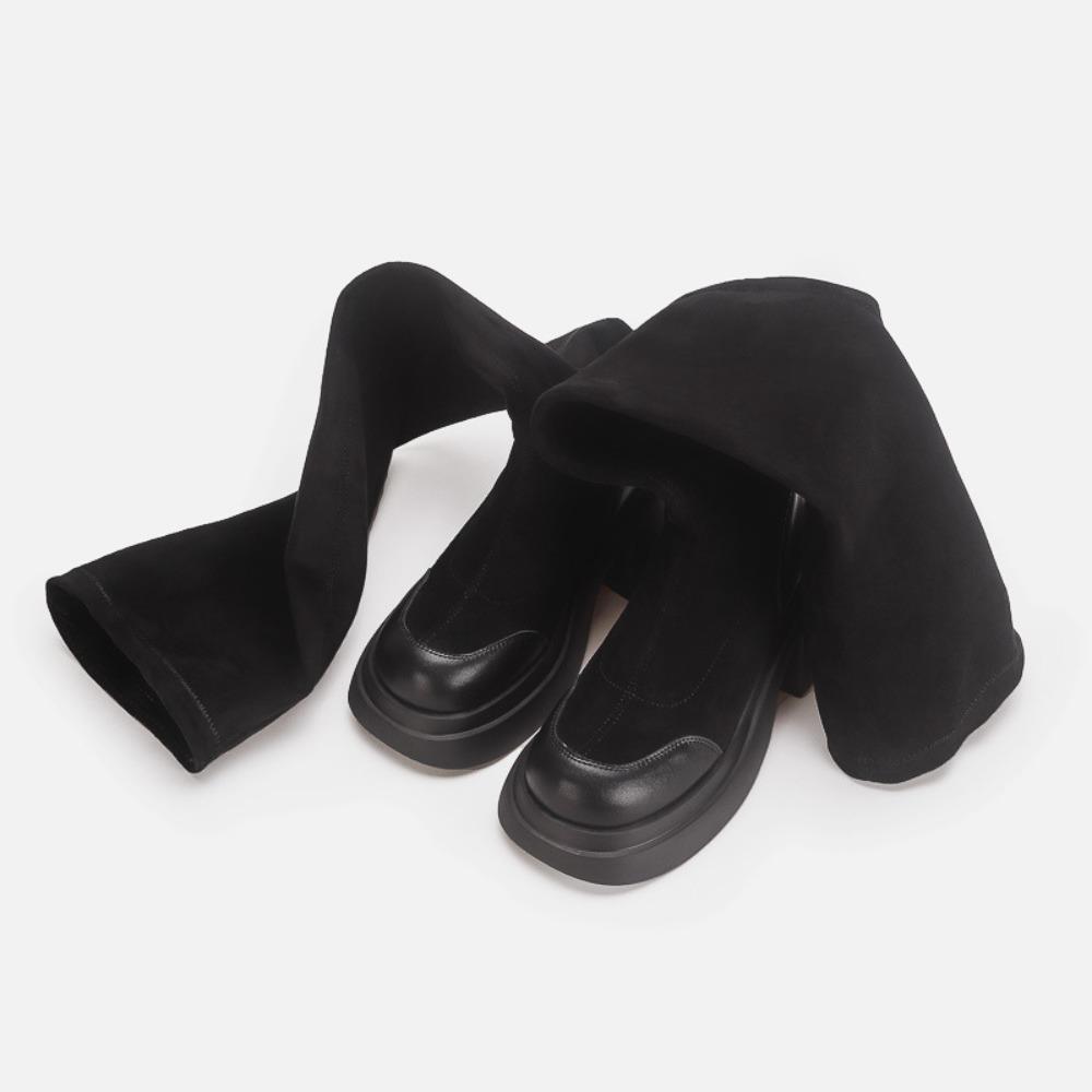 Long Women Boots Winter New Thick Soled Heightening Boots Women's High Boot Thick-soled Over Knee Elastic Boots Suede