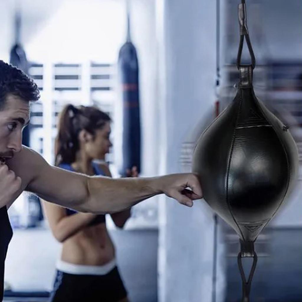 Double End Striking Ball Hanging PU Leather MMA Striking Ball with Reinforced Elastic Rope for Home