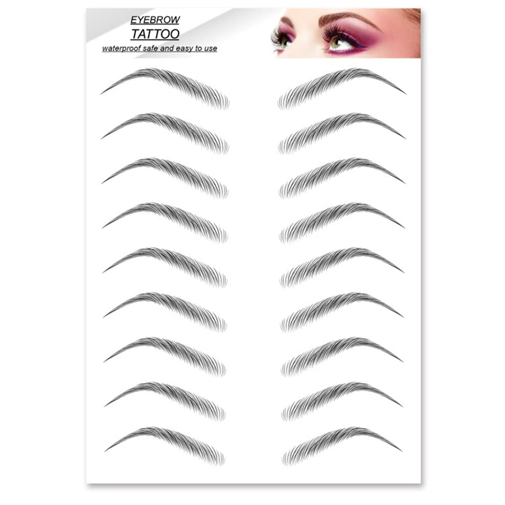 S.A.V.I 9 Pairs 3D Natural Look Eyebrow, Black Color, Long Lasting Upto 4 Days, Waterproof Eyebrow Temporary Tattoo Sticker - 1 Sheet - #1BK-FBA1
