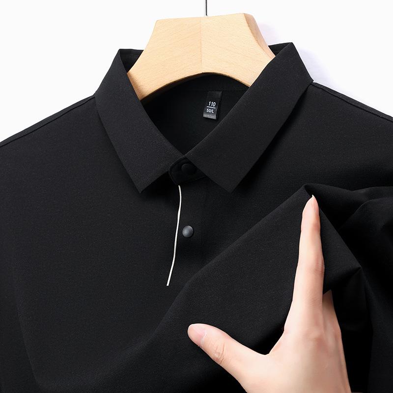 Non-Ironing And Breathable High-End Men'S Medium And Short-Sleeved Lapel Collar T-Shirt Business Casual Solid Color Polo Shirt