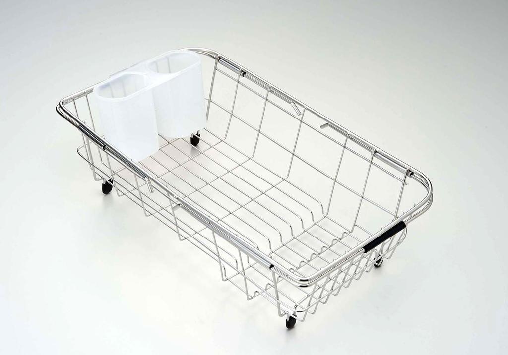 Pearl Metal Resin Dish Drainer Basket with Sliding Sink, Stainless Steel, Simple Ware HW-7332