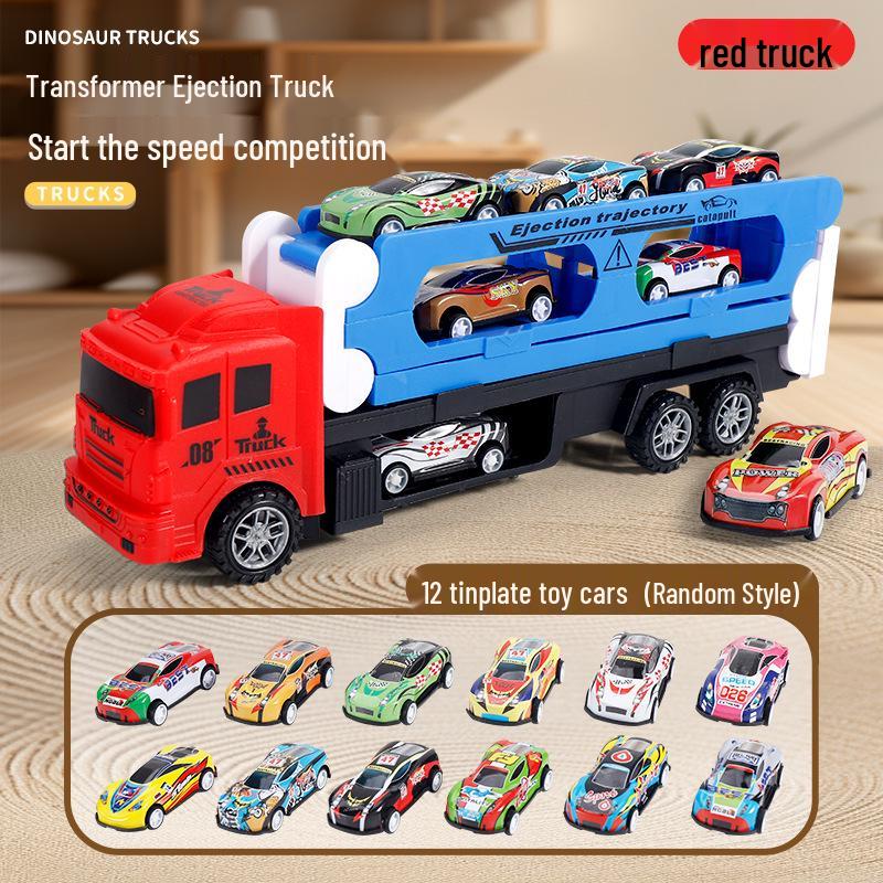 Children's Transforming Dinosaur Track Car with Storage, Alloy Material, Boys' Toy, Extended Edition 