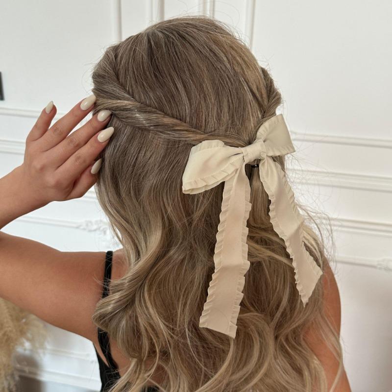 Big Bow Streamer Hairpin Jewelry Female Exaggerated Fashion Temperament Lace Ruffled Hair Accessories