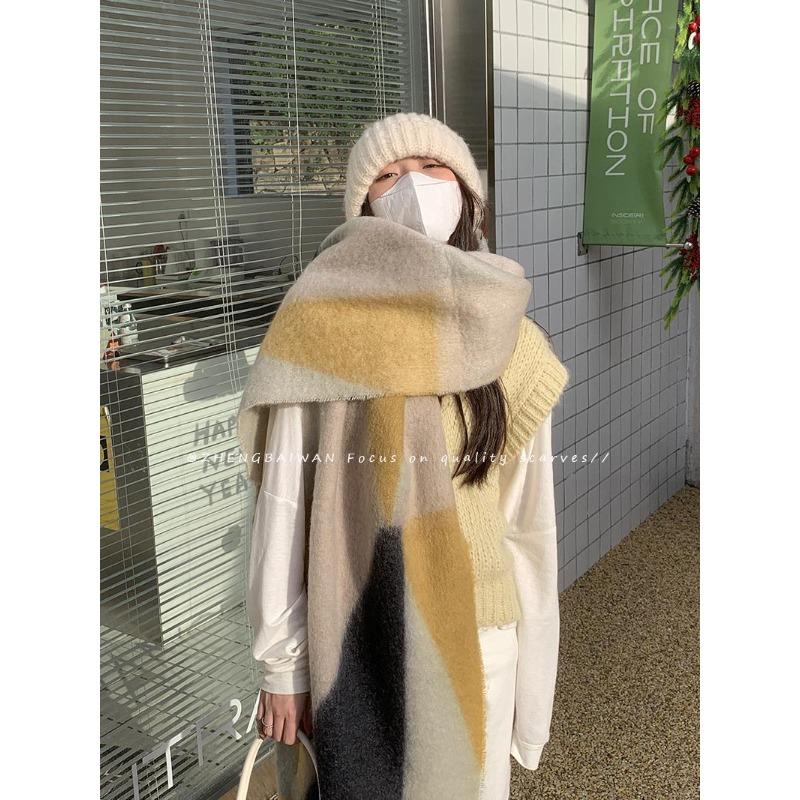 Winter new color matching scarf women's soft waxy shawl thickened warm long fashion versatile scarf