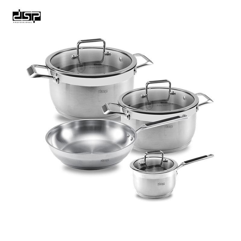 

Набор кастрюль из нержавеющей стали 304, кухонный полный набор, бытовой суповый горшок из четырех предметов, комбинированный горшок
