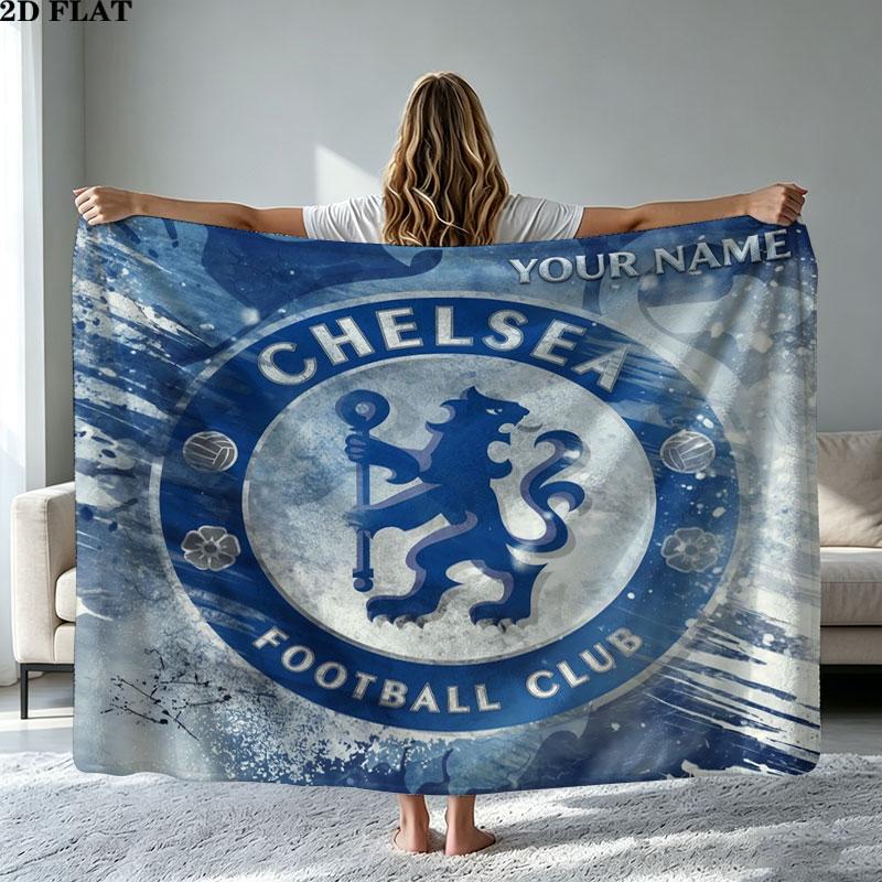 1PC Chelsea F Custom Name Patterned Flannel Blanket Suitable For All Seasons for Home Decor Warmth and Comfort Gifts Holiday Present