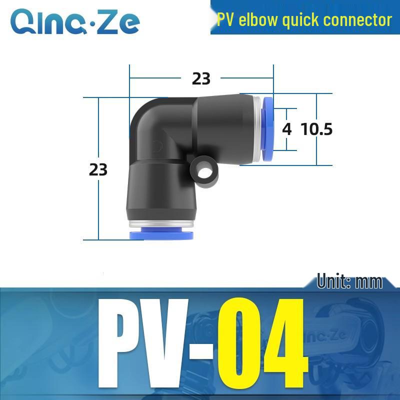 

Right Angle PVC Pneumatic Air Tube Connector - 90° L-Shaped Elbow, Quick Insert, 4/6/8/10/12mm