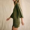 Women's Fashion Casual Hems Split Dress Solided Color Round Neck Sleeve Dress