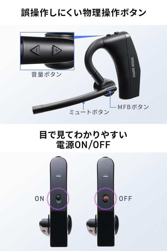 Zestaw słuchawkowy Bluetooth Sanwa Direct, Jednosłuchawkowy, Otwarty, Podwójny mikrofon, Redukcja szumów, Binauralny, Obsługa wielopunktowa, Ładowanie USB-C, Zestaw głośnomówiący,