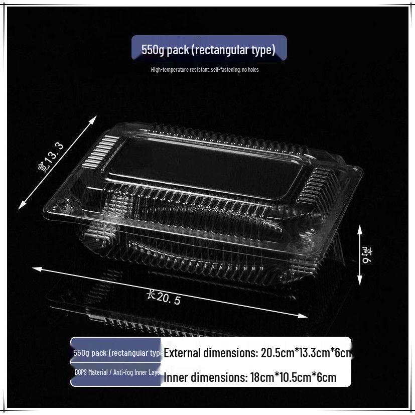 Transparent Disposable Plastic Box with Lid for Fresh Fruit, Roast Duck, Cake, or Strawberries.