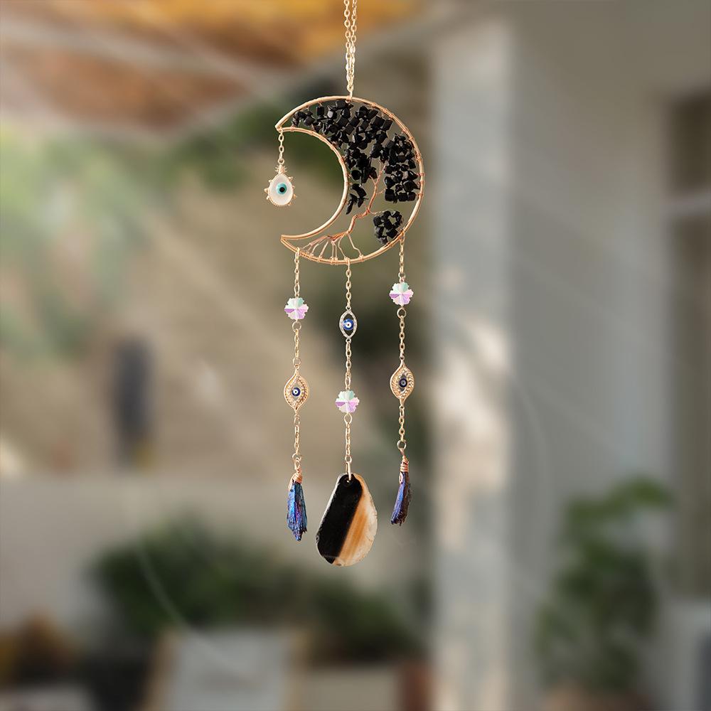 

Sun Catcher Gardening Crafts Black Moon Devil s Eye AB Color Lighting Ball Tip Bead Crystal Pendant Crescent moon eye sunshine catcher