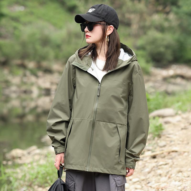 Niaojia Men's and Women's Same Style Seamless Rubber Jacket Fully Heat-sealed Outdoor Mountaineering Clothing Loose Hooded Jacket